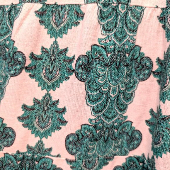 House Of Harlow Womens Size L Green Printed V-Neck Tie Straps Ruffles Maxi Dress - Picture 8 of 10